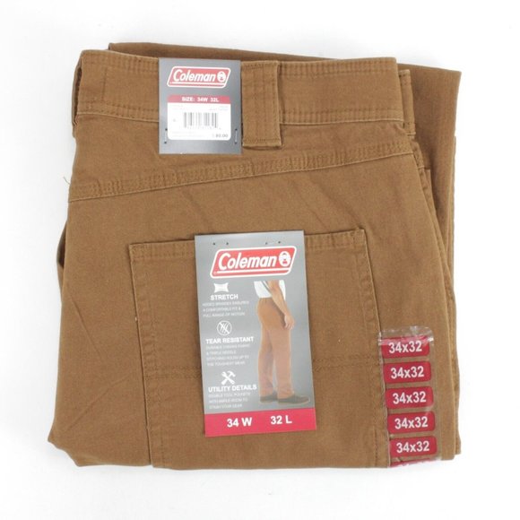 Coleman Mens Tear Resistant Stretch Canvas Utility Pant Brown Size 34 X 32 - Picture 5 of 8